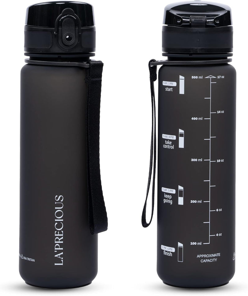 Water Bottle for Kids & Adults,500ML, 350ML -USA Tritan Material, Non-Toxic BPA Free, Fast Flow, Flip Top Leak Proof Lid. (RED Spirit, 500ML) - Midnight Black