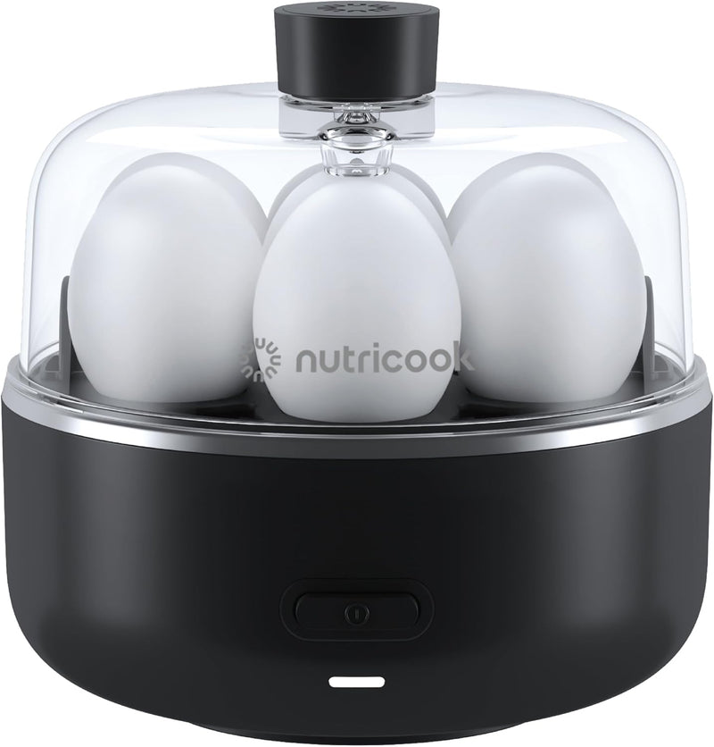 Nutricook Egg Cooker, 7 Eggs Capacity,Egg Cooker for Boiled, Poached, Scrambled Eggs & Omelettes, Buzzer Indicator, Precision Cooking, Includes accessories, EC207ME-K,Black, 2-Year Limited Warranty - black