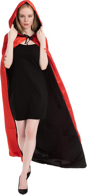 Spooktacular Creations JOYIN Adult Unisex Vampire Costume Set with Reversible Hooded Cape Cloak and Tattoo Scar for Halloween Costume Party, Dracula Theme Party and Transylvania Costume