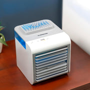 Olsenmark Mini Air Cooler OMF1877 3-in-1 Air Cooler, Humidifier & Purifier USB Rechargeable, 7-Color LED Light, Adjustable Vent, Portable for Home & Office White