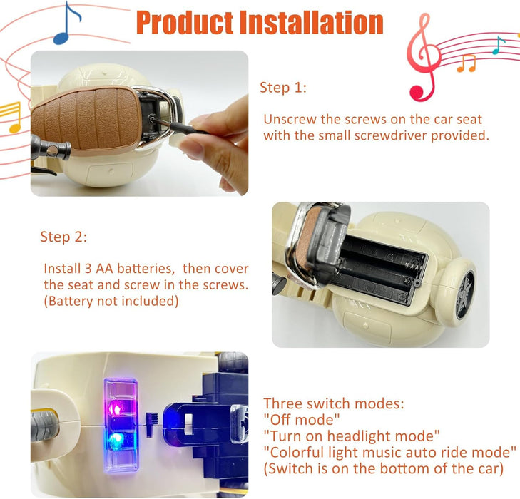 KASTWAVE Electric Doll Scooter for LABUBU, Doll Accessories with Music & Lights, 360° Rotatable Plastic Scooter Toy Decoration, Batteries Included (White)