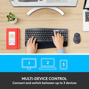 Logitech MK850 Multi-device wireless keyboard and mouse, Bluetooth 2.4 GHz, flexible frame and wireless, 12 programmable keys, battery life 3 years, PC/Mac, QWERTY UK design - Black