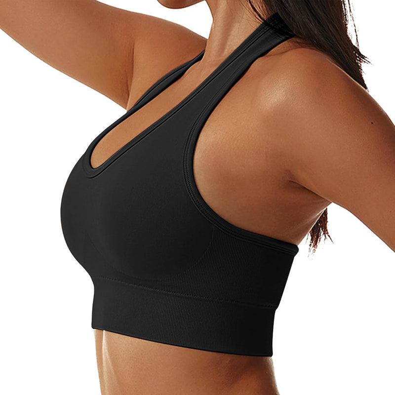 Vertvie Halterneck Sports Bra Backless Fitness Bustier Women's Padded Push Up Bra Without Underwire Sports Bra Top Yoga Bra Medium Support Workout