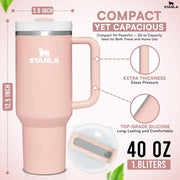 STANLA 40 oz Tumbler with Lid and Straw | Travel Mug for Iced Tea & Coffee | 100% Leakproof, Stainless Steel Insulated Tumbler for School,Office & Gym | Cup Holder Friendly Base (Cream)