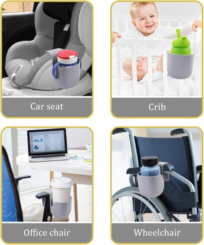 Car Seat Cup Holder, Drink Bottle Holder Child Safety, Seat Drink Holder Non-slip, Classic Gray Cup Organizer Portable, ABS Elastic Hook Cup Holder Universal Multi-purpose Cup Holder for Car Seat