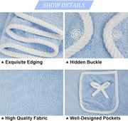 Women's Wearable Bath Towel Dress, Light Blue Coral Fleece Body Wrap Robe with Pocket Design, Quick Dry Soft Shower Wrap Skirt for Spa, Sauna, Beach, Hotel, Towelling Cover-Up for Ladies