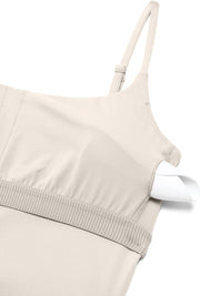 CRZ YOGA Butterlift Womens Scoop Neck Longline Sports Bra - U Back Adjustable Straps Workout Crop Tank Top with Built in Bra