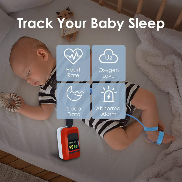 TATOAOWAW Baby Oxygen Monitor with Bluetooth App, Tracks Baby's Heart Rate, O2, Sleep Monitor, Adjustable Foot Band for 0-36 Months Infant