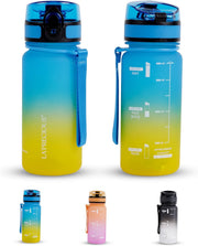 Water Bottle for Kids & Adults,500ML, 350ML -USA Tritan Material, Non-Toxic BPA Free, Fast Flow, Flip Top Leak Proof Lid. (Black/Green, 350ML) - Blue/Yellow