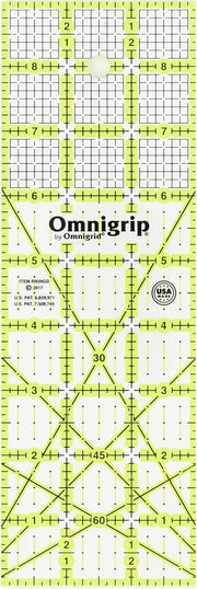 Omnigrid Non-Slip Ruler, 5" Square Sewing and Quilting Supplies - Rectangle 3" x 9"