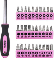DEKO Pink Tool Set 110 Piece Household Tool Kit,Ladies Portable Tool Set with Easy Carrying Pouch, Perfect for DIY Projects, Home Maintenance