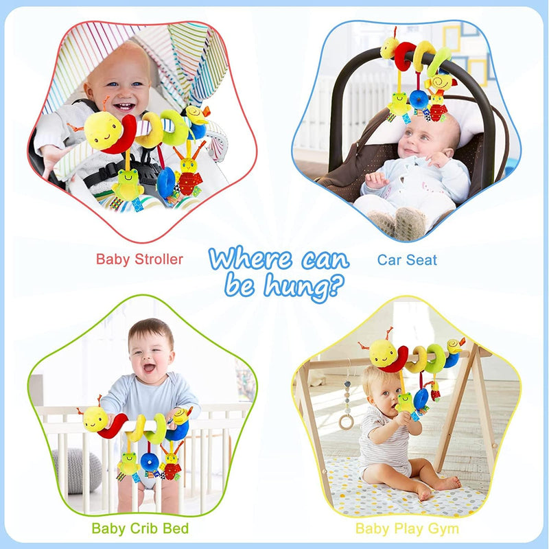 Spiral Crib Hanging Toys for kids,Wrap Around chair Stroller/Car Seat/Crib Play Bar Toy Hanging Spiral Toy for Baby Infant Boys & Girls