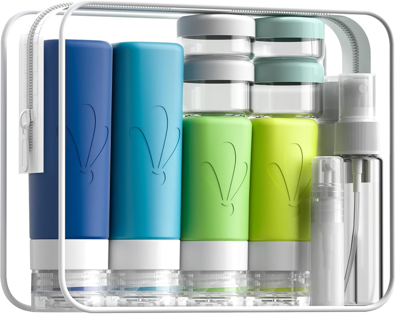 INSFIT Silicone Travel Bottles Set, 17 Pack Travel Size Toiletries, Leakproof Travel Bottles for Toiletries, Travel Accessories for Women, Airplane Travel Essentials, Travel Containers for Toiletries