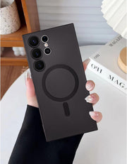 Magnetic for Samsung Galaxy S23 Ultra Case,Soft Silicone Samsung S23 Ultra Phone Case with Camera Protection,Anti-Fingerprint Samsung Galaxy S23 Ultra Case Compatible with MagSafe, Red - S22 Ultra Black