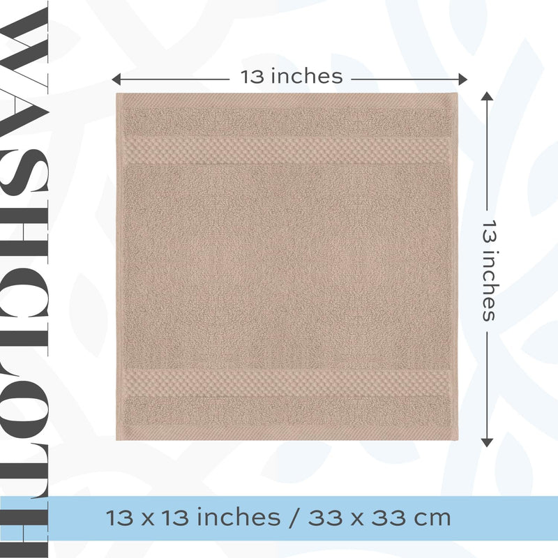 White Classic Luxury Cotton Washcloths - Small Hotel Spa Bathroom Face Towel | 12 Pack |