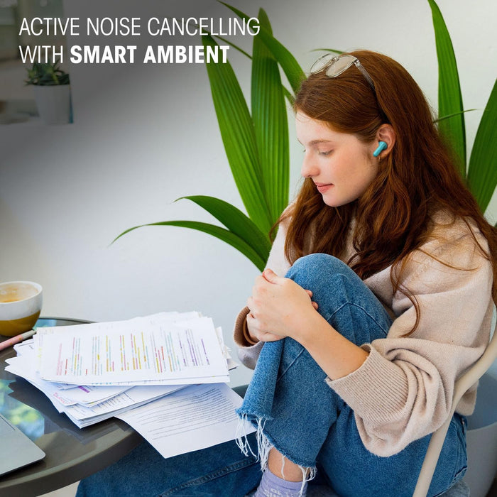 JBL Wave Beam 2 Adaptive Noise Cancelling with Smart Ambient True Wireless Earbuds, Deep Bass, Comfort Fit, 40H Battery, Hands-Free + VoiceAware, Water and Dust Resistant - Black, JBLWBEAM2BLK