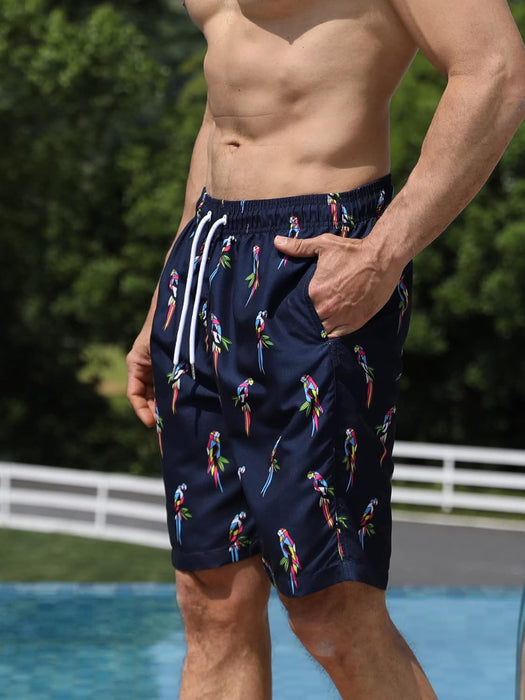 Maeau Men Swim Beach Shorts Quick Dry Swimming Trunks Drawstring Surfing Board Shorts