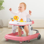 Baybee Astro 2 in 1 Baby Walker With 3 Adjustable Height & Musical Push Handle for Kids 6 to 18 Months (Black) - Pink