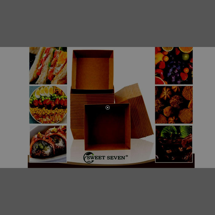 Sweet seven 50 Pack Clear-Lid Charcuterie Boxes, Oil-Proof Kraft Paper Dessert Containers for Bakery, Sandwiches, Cookies, and Mini Cakes, Perfect for Parties and Events