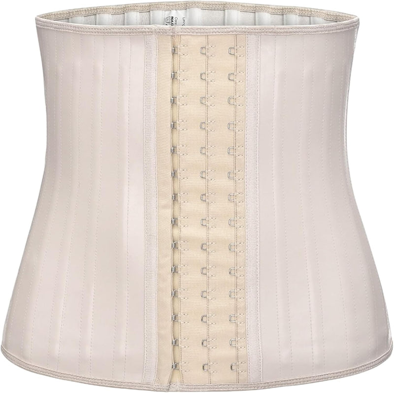 Sweat Waist Trimmer, 25 Steel Boned Latex Sauna Waist Trainer, 30cm Height Sauna Body Shaper Gym Belt - Beige