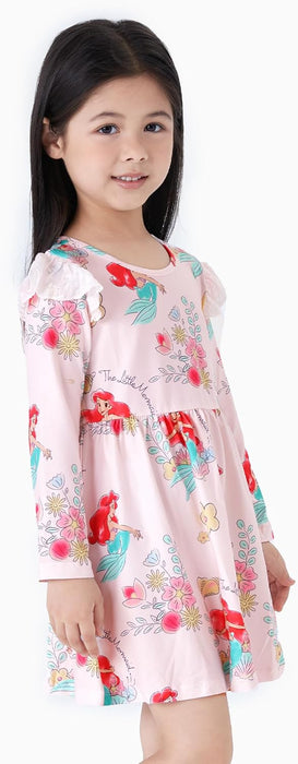 Disney Stitch Minnie Mouse Princess Frozen Girls Tie Back Dress Tween Kids Off Shoulder/Short Sleeve Smocked Outfit 2-13Years