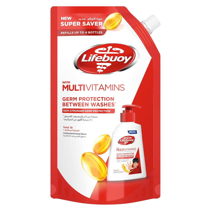 LIFEBUOY Hand Wash Refill , Total 10, for 100% stronger germ protection in 10 seconds, 1L