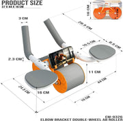 SKY LAND Ab Roller Wheel with Automatic Rebound & Elbow Support, Double Wheel Core Strength Trainer, Abdominal Workout Equipment for Home Fitness, Fat Burning & Core Training EM-9362