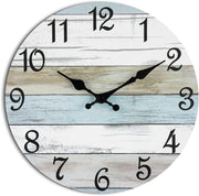 CHYLIN Wall Clock - CHYLIN Silent Non Ticking Wall Clocks Battery Operated, Rustic Coastal Country Clock Decorative for Bathroom Kitchen Bedroom Living Room(10 Inch) - 10 inch 10" White Blue