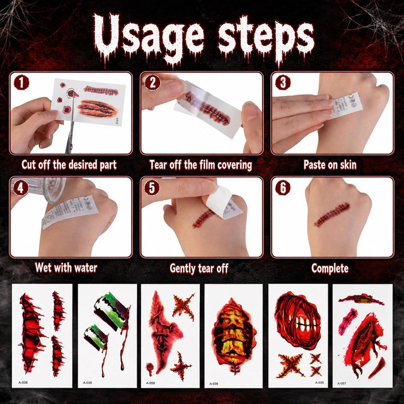 4 PCS Halloween Butcher Costume Set for Men, Adults and Teenagers Bloody Apron, Knife Headband and Sticker, Scary Halloween Costumes, Horror Chef Cosplay Outfit