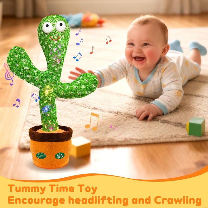 Dancing Mimicking Talking Cactus Toy,Funny Gift for Toddler 1 2 3 Year Old Boy Girl,Singing Record Repeat What You Say Light Up Baby Infant Toys 6-12 12-18 Months (Volume Adjustment) - Cactus