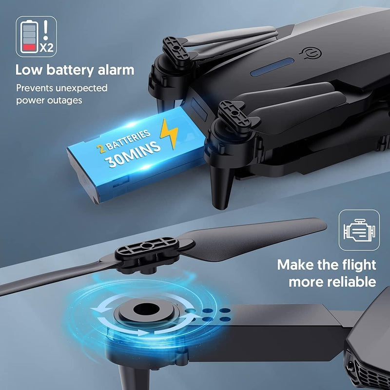LIMOS Mini Drone with Camera 1080p HD Foldable Drone for Kids Adults with Carrying Case Battery 90 Adjustable Lens Altitude Hold One Key Takeoff 360 Flip Toy Gift