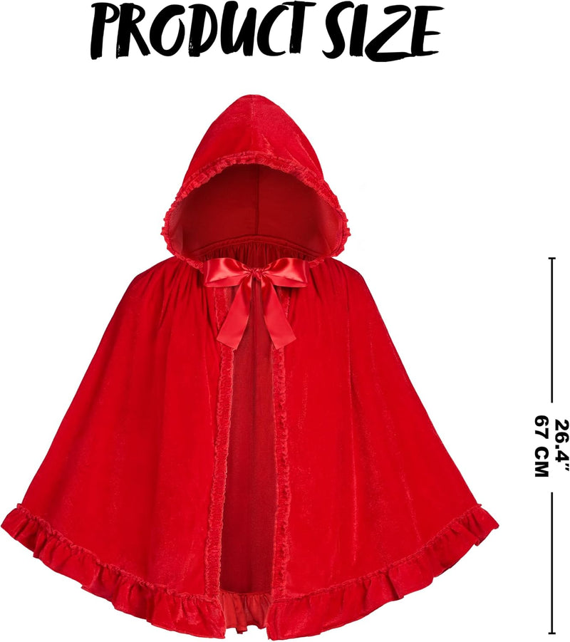 Spooktacular Creations Halloween Floral Red Riding Hood Cape for Adult Women, Short Riding Hooded Cloak for Cosplay Parties