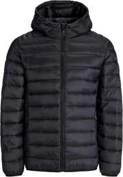 mens JJEBRADLEY LIGHT PUFFER HOOD NOOS Quilted Jacket - Black