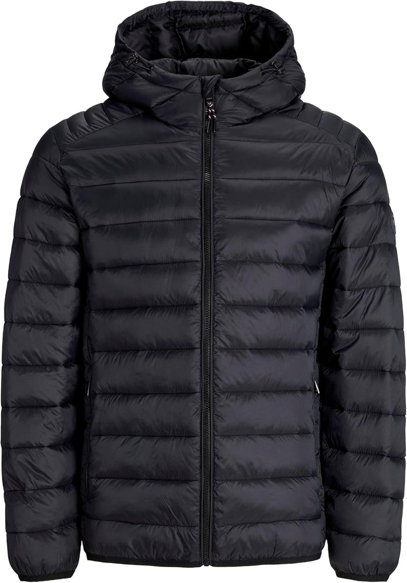 mens JJEBRADLEY LIGHT PUFFER HOOD NOOS Quilted Jacket - Black
