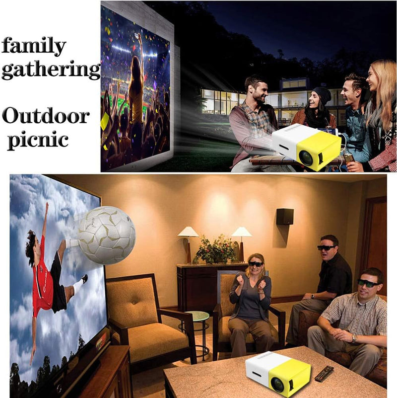 Mini Projector,Portable Projector for iPhone,Kids Gift,Small Outdoor,Led Video Projectors for Home Theater Movie with HDMI USB TV and Remote Contro YG300 PLUS l
