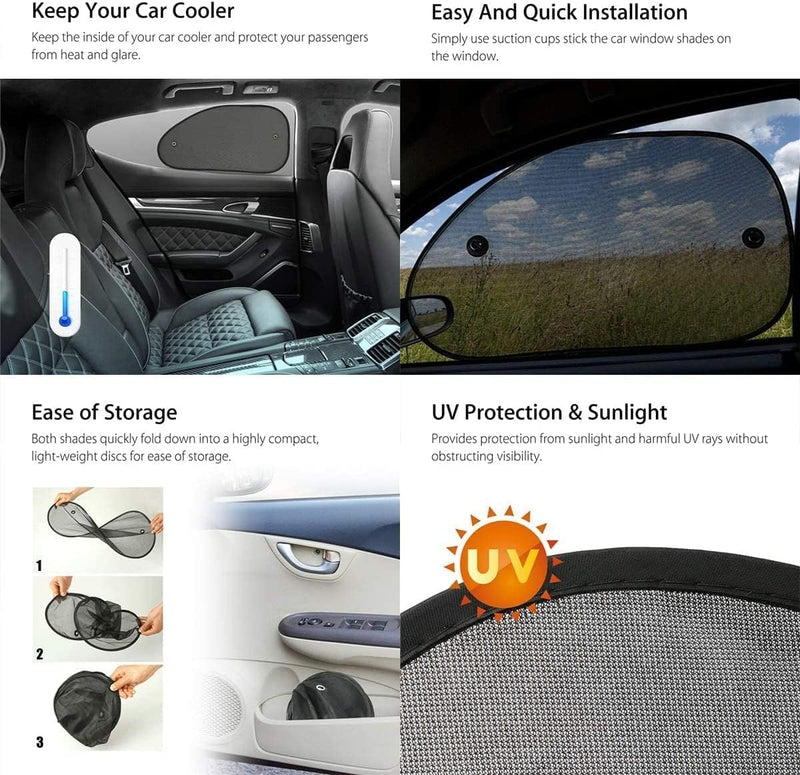 Car Window Sunshades, Side Window Sunshades, Cling Sunshade, for Car Windows, Sun, Glare, and UV Rays Protection for Your Child - Baby Side Window Car Sun Shades, 2 Pack Universal