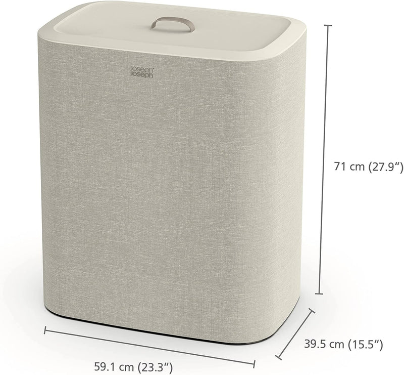 Joseph Joseph Trio Laundry Basket, Grey, 3 Compartments, 90L, Removable Tote Bags - Trio Screen 90 litros