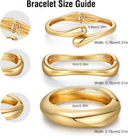 Chunky Gold Bangle Bracelets for Women Trendy 14K Gold Plated Cuff Bracelets Stack, Stackable Statement Bangles, Fashion Jewelry Set for Wedding, Party, Travel Women, Girls, Stylish Gift for Her, 3Pcs