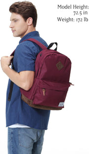VASCHY Men's Backpack, Women's Waterproof School Bag, Boy Girl Computer 15.6 Inch Vintage for School, College, Work, Travel, Leisure