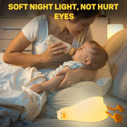 QKTYB Duck Lamp Lying Flat Duck Night Light, Kids Night Lamp with 3 Speed Adjustable Light, Smart Bedside Lamp with Flap Sensor, Silicone Rechargeable Night Warm Light with 30 Minutes Timer
