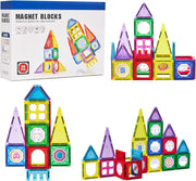 Baybee 34 Pcs 3D Magnetic Tiles Set Toys for Kids toddlers 3+, Building Blocks Construction, Magnitiles, Preschool Sensory Learning Toys, Creativity Birthday Gifts for Boys & Girls (Multi color) - Multi color