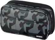 Lihit Lab. Double Zipper Pen Case, 7.9 X 2.8 X 4.7 Inches, Black (A7555-24) - 1 count (Pack of 1) Green Camo