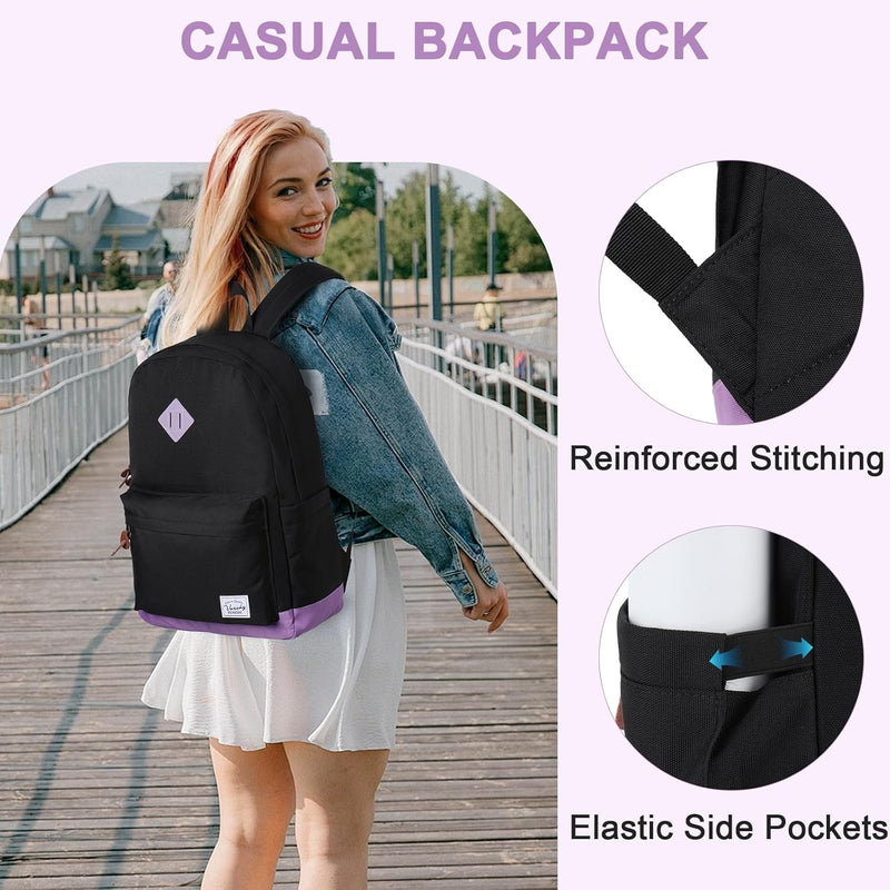 VASCHY Men's Backpack, Women's Waterproof School Bag, Boy Girl Computer 15.6 Inch Vintage for School, College, Work, Travel, Leisure