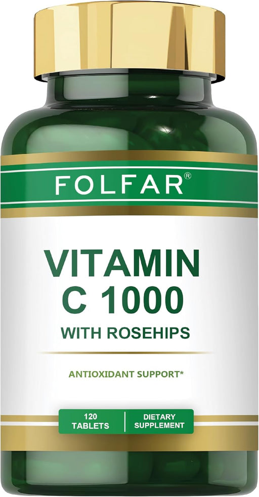 Vitamin C - 1000mg (120 Tablets) With Rose Hips Antioxidant Protection, Boost Immune System & Supports Healthy Skin 120 DaysSupply Ascorbic Acid Supplement Non- GMO, Gluten Free