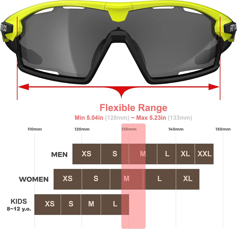 RT100 RIDE YOUR WAY Professional wrap around Frameless Cycling Sunglasses for Men and Women