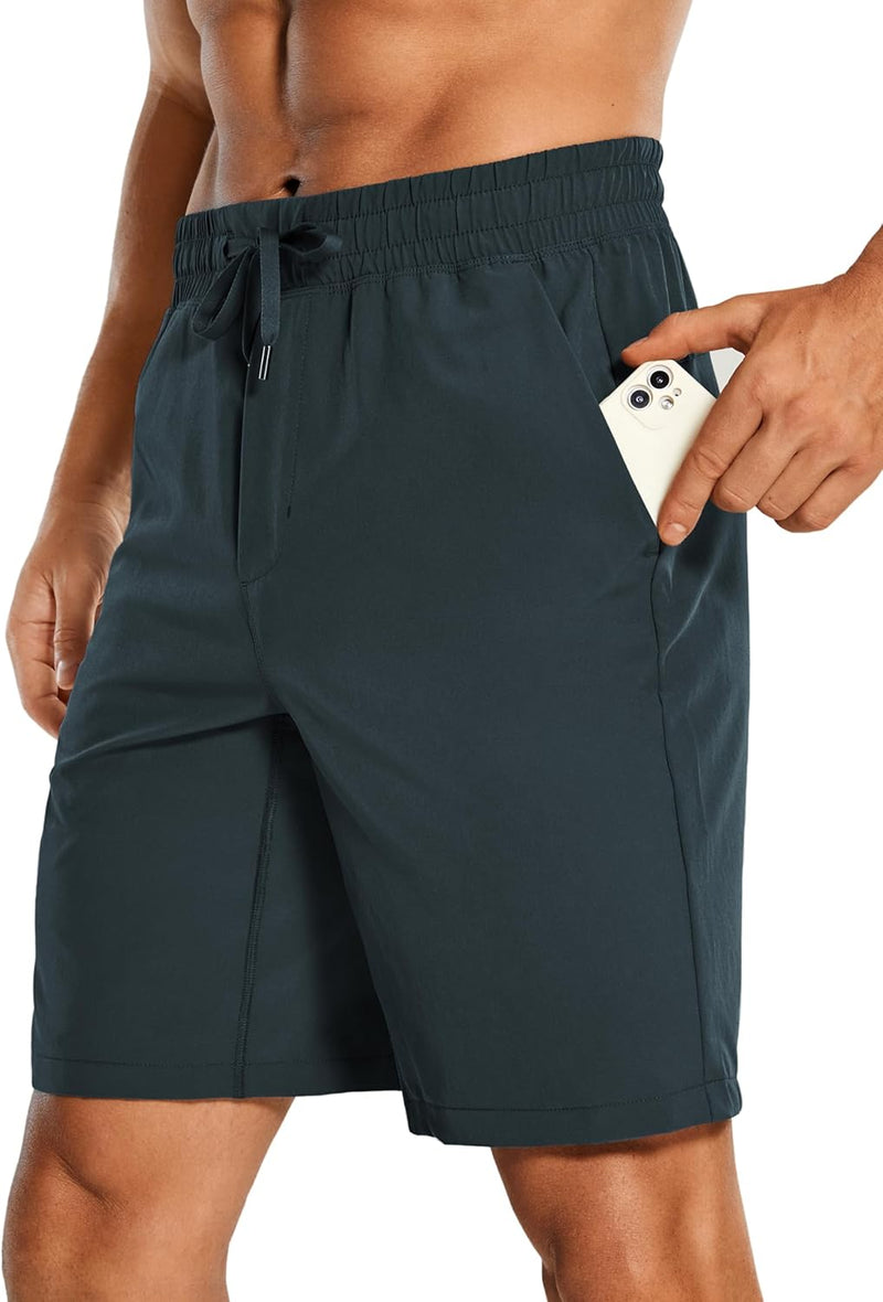 CRZ YOGA Men's Linerless Workout Shorts -9'' Quick Dry for Running Sports Athletic Gym with Pockets