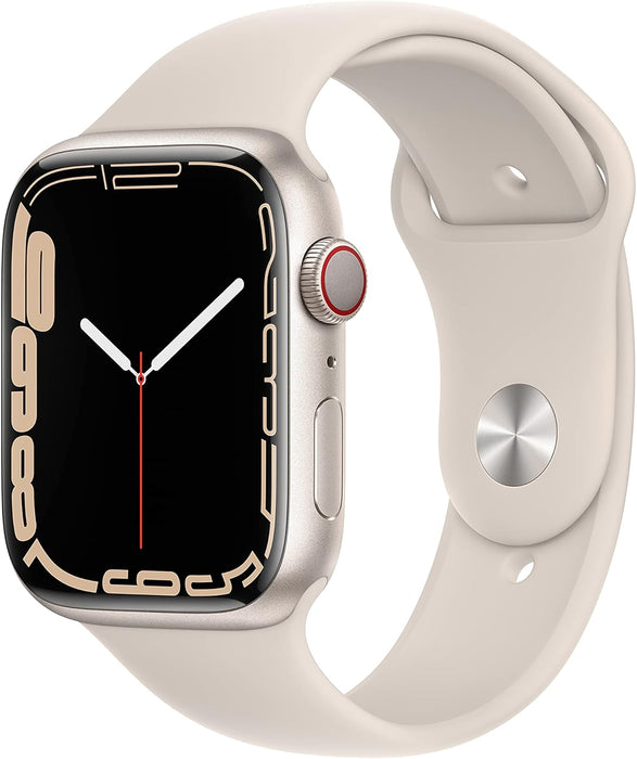 Apple Watch Series 7 (GPS + Cellular, 45mm) Smart watch - Graphite Stainless Steel Case with Midnight Sport Band - Regular. Fitness Tracker, Blood Oxygen & ECG Apps, Water Resistant (Renewed)