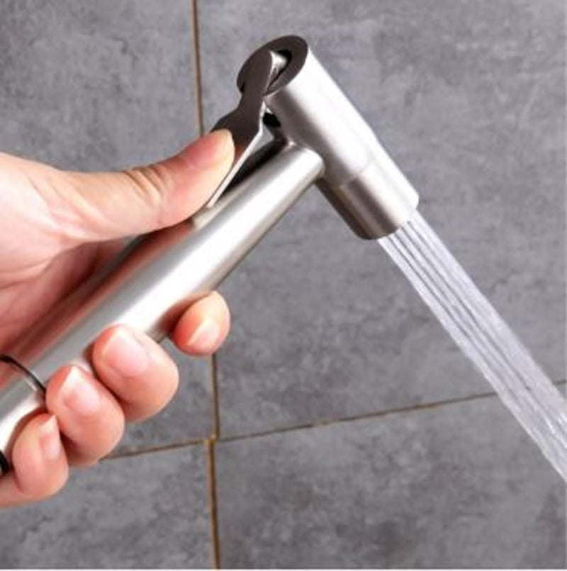 EnticeGoods | Handheld Bidet Sprayer Shattaf Cloth Diaper Toilet Sprayer Stainless Steel Brushed Bathroom Shower with wall bracket