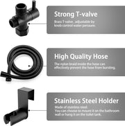 Hanbuluo Bidet Sprayer for Toilet, Hand held Stainless Steel Toilet Bidet Sprayer Kit with Hose, Easy Install Bidet Attachment for Toilet, Bidet Sprayer for Personal Hygiene