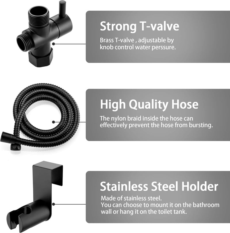 Hanbuluo Bidet Sprayer for Toilet, Hand held Stainless Steel Toilet Bidet Sprayer Kit with Hose, Easy Install Bidet Attachment for Toilet, Bidet Sprayer for Personal Hygiene